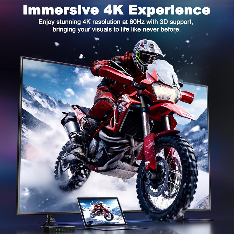 JCHICI مفتاح HDMI 3 في 1 خارج 4K@60Hz، محول HDMI 3 منافذ مع جهاز تحكم عن بعد، يدعم HDCP 2.2 HDR 10+ Dolby Vision/Atmos 18Gbps CEC لتلفاز آبل، ألعاب الكمبيوتر، PS4 5 برو، إكس بوكس، روكو - Image 5